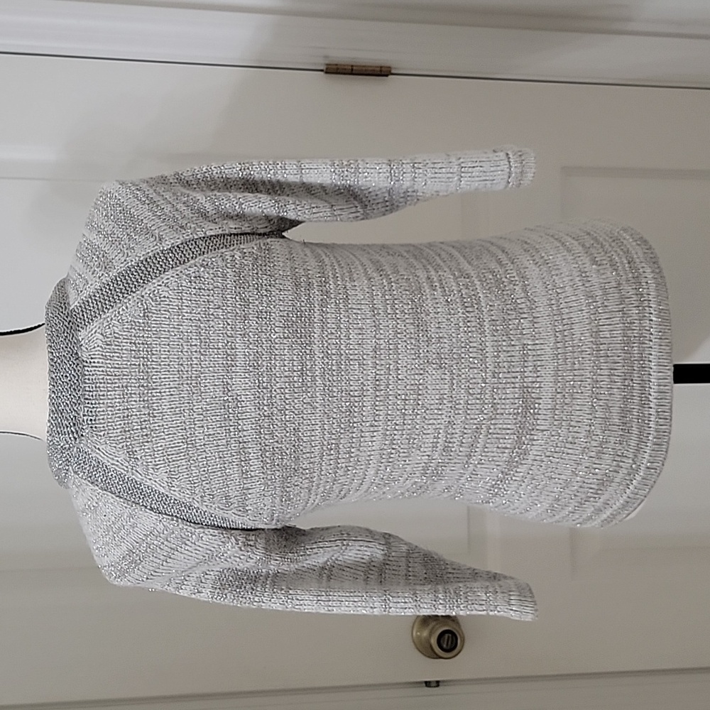 The Limited Size XS White & Silver Metallic Crew Neck Sweater. Gently Used Cond. - Picture 4 of 11
